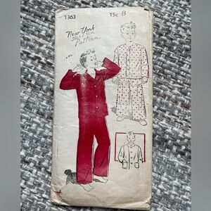 Vintage 1940s New York Gold Seal boys pajama sewing pattern